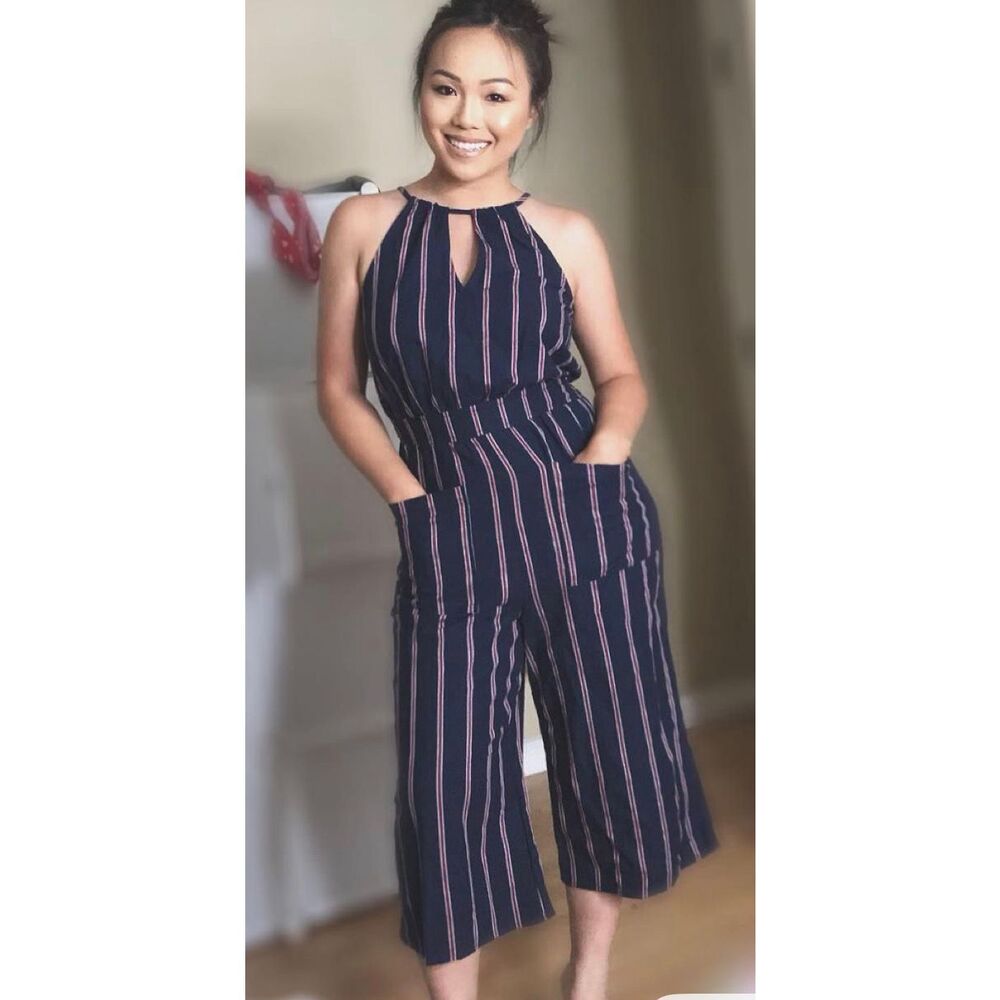 Nwt Universal Thread Striped Jumpsuit Wide-Leg Size Medium